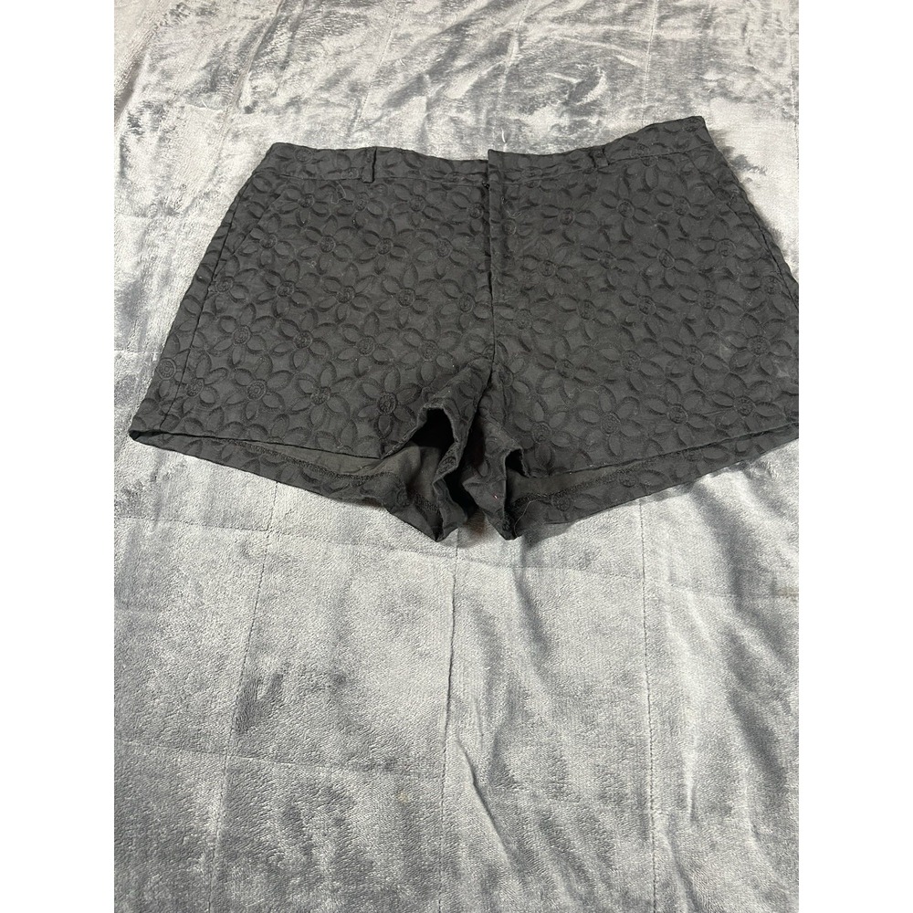 ELLE Tailored Short  Black Textured Embroidered  Shorts Women's‎ Size 14